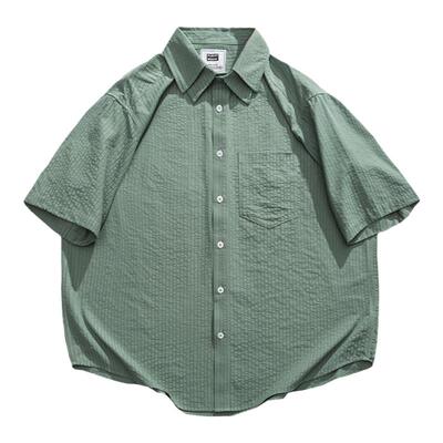 设计感条纹日系短袖夏季休闲衬衫