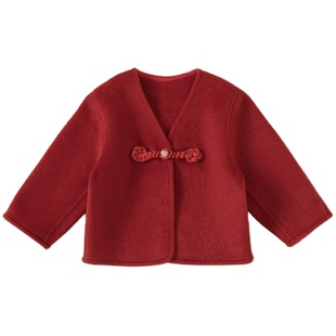 INSbobo汉服女童冬装2025新款周岁女宝宝礼服双面呢外套秋冬款潮