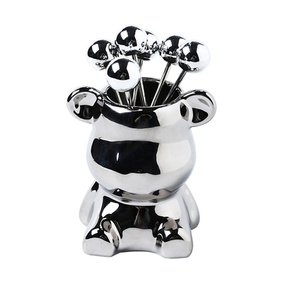 川岛屋不锈钢水果叉子家用收纳罐