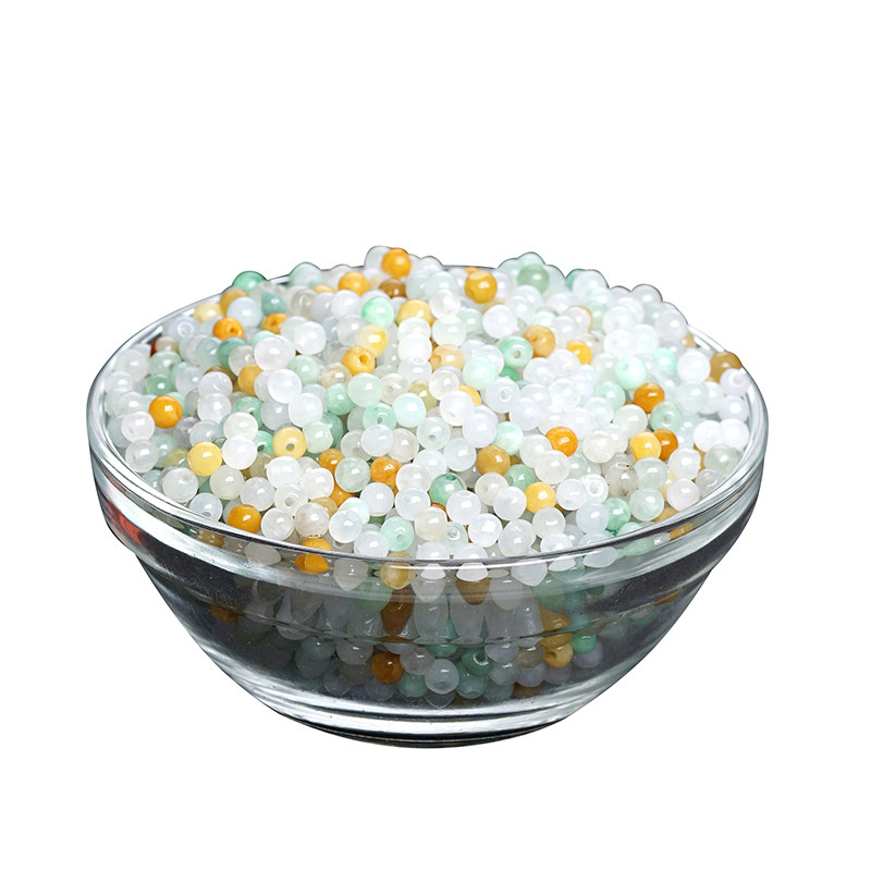 天然a货翡翠小散珠3MM三彩油青玉石迷你圆珠diy配饰隔珠手链项链