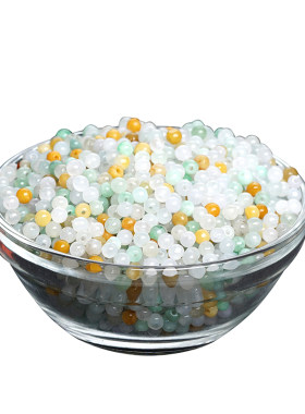 天然a货翡翠三彩油青小散珠3mm