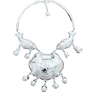 足银999儿童项圈银锁纯银宝宝长命锁婴儿新生儿小孩周岁满月饰品