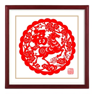 青岛古雅剪纸马年生肖马剪纸纯手工新年福字窗花传统红色剪纸贴纸