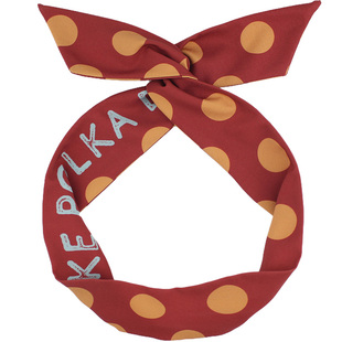 Miri原创手作红黄波点外出兔耳朵铁丝发带女绑发丝巾头饰发箍发饰