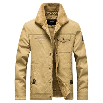 吉普正品冬季短款翻领羊羔绒棉衣