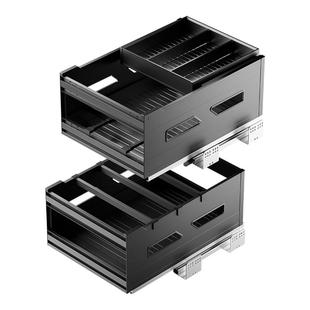 意铂尼厨房橱柜调味拉篮太空铝抽屉式双层厨柜调料拉篮厨房抽屉篮