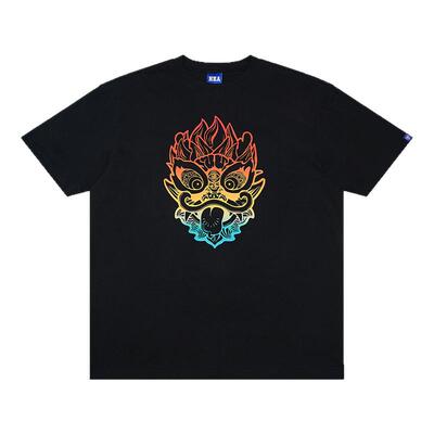 HEA 醒狮渐变狮头短袖T恤国风短袖短袖潮流百搭舒适T恤上衣情侣装