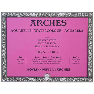 阿诗ARCHES四面封胶单面封胶水彩本粗中细300g640g纯棉散纸水彩纸