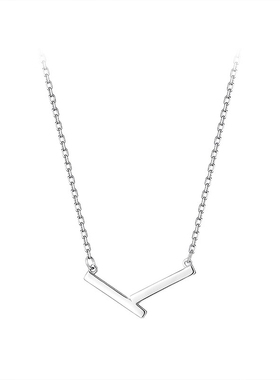 通体925纯银线条项链女简约大气