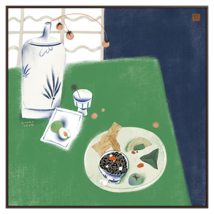 老墨 二十四节气》系列 原木风餐厅饭厅装饰画客厅挂画艺术感壁画