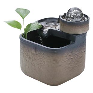 流水摆件循环水不插电USB摆件招财陶瓷喷泉造景办公室桌面装饰品