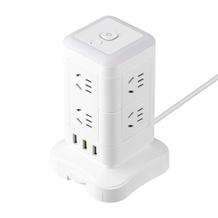 立式多功能插座插板插排USB快充带线多孔无线充电接线板桌面床头