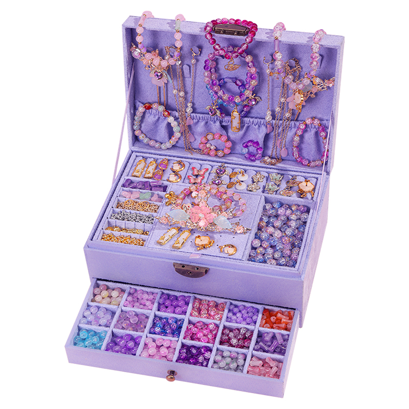 儿童串珠手工diy制作材料包礼物女童串手链女孩子穿珠子手串玩具