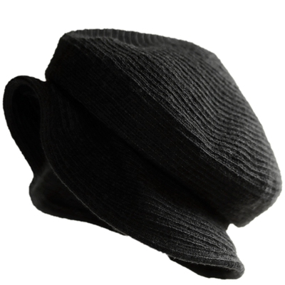 羊毛辫大帽头造型秋冬盆帽毛线帽