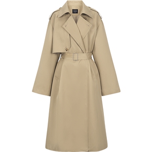 衣香丽影卡其色风衣女长款2026年春装新款宽松赫本风休闲撞色外套