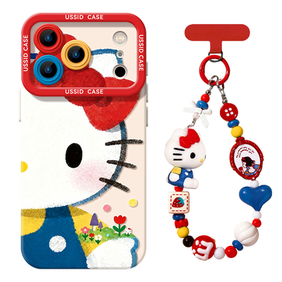 优思顿适用iphone17pro手机壳新款17苹果17Promax硅胶16可爱小猫带挂绳pro保护13好看14春天高级感红pm防摔15