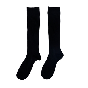 阪织屋简约长筒袜时尚纯色宽罗口棉质网眼膝下学院风小腿袜女袜