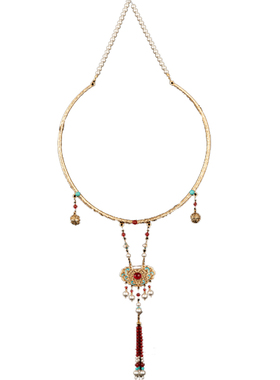 羿墨红陵富贵华丽玛瑙金项圈