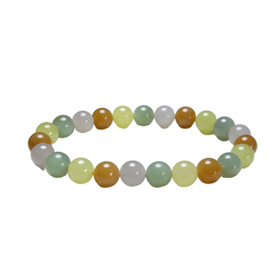 天然和田玉8/10mm冰黄口金山糖紫罗兰多宝手链圆女款手串正品串珠