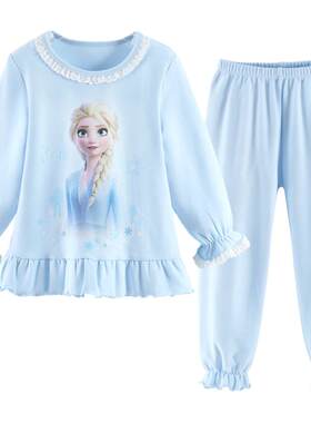 纯棉春秋女童家居服冰雪爱莎公主