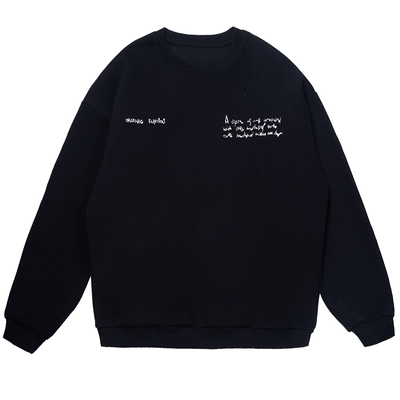 手绘字母印花圆领卫衣