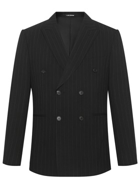 利郎官方双排扣条纹西服套装外套