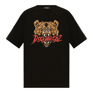 DSQUARED2 D2次方 男士奢潮虎头时尚短袖T恤 S74GD1316 D20014