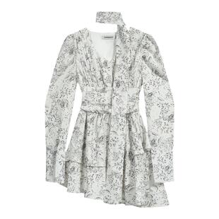 碎花连衣裙早秋新款女装2024法式气质名媛收腰显瘦甜美a字蛋糕裙