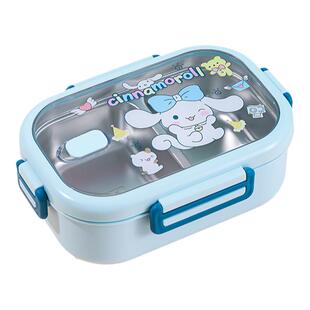 分格密封可爱饭盒卡通儿童食品级便当盒304不锈钢小学生餐盒850ml
