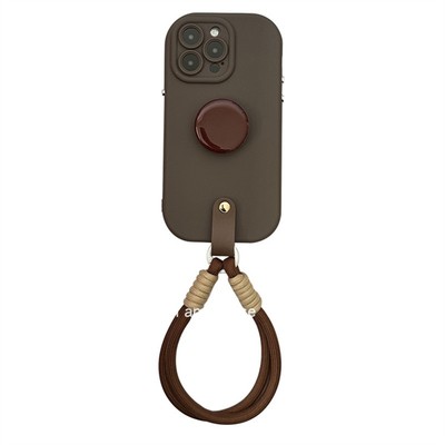 简约红棕亮圆支架17promax适用苹果15promax手机壳13小众16pro复古咖色12软胶磨砂11全包防摔xs保护套