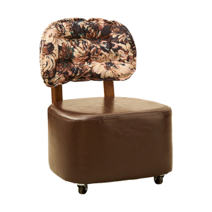 家用矮凳万向轮凳子客厅实木板凳靠背小椅子沙发凳滑轮移动溜溜凳