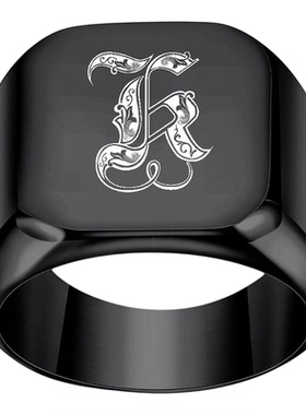 戒指钛钢26个英文字母大码首饰品