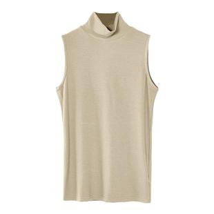 春季新款中高领修身纯棉修身韩版无袖背心内搭女装上衣打底衫半领