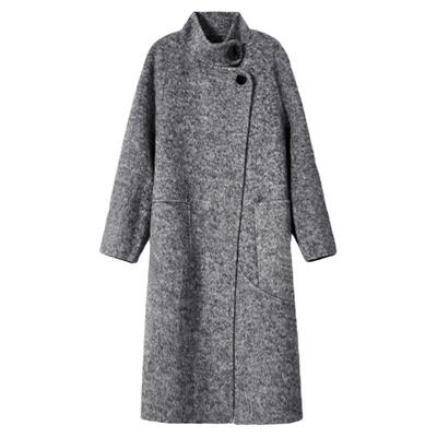 线上专享hply young冬季新款立领斜门襟气质中长款大衣