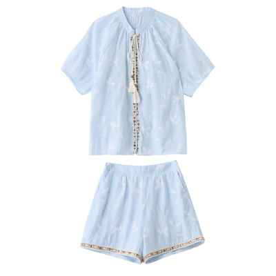 防晒衬衫洋气休闲短裤两件套