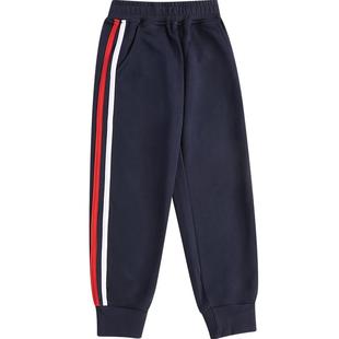 儿童长裤中小学生校服校裤深蓝色运动裤男女童二双白红杠纯棉裤子