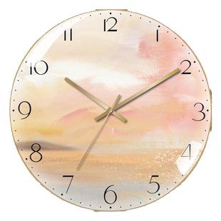 弧形时尚客厅挂钟新款轻奢钟表简约现代家用玻璃挂表创意装饰时钟