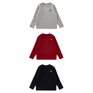 幼悠男童羊毛混纺小马刺绣英伦学院风毛衣冬季软糯亲肤保暖上衣潮