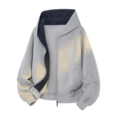 特大码300斤重磅硬挺开衫卫衣男