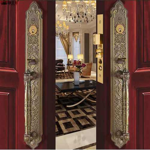 欧式豪华别墅大门锁复古子母门双开门对开门入户门家用实木门锁具