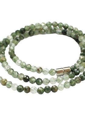 天然水晶绿发晶手链3圈