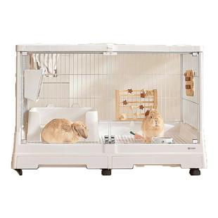 达洋兔子笼子1米景观笼R100PRO钢化玻璃门防喷尿家用大号小兔笼子