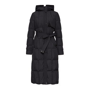 JESSIE驼色中长款轻薄修身羽绒服女2025冬季新款鹅绒保暖连帽外套