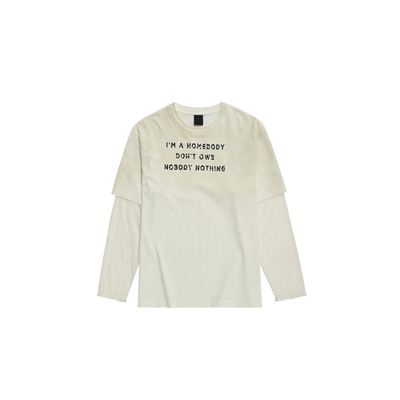 VVNK JANE PLUS2026春季新款假两件长袖蕾丝字母T恤女J610562301A