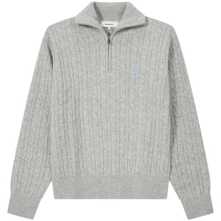 【新品】100%绵羊毛BEANPOLE滨波秋冬女慵懒感半拉链麻花套头毛衫