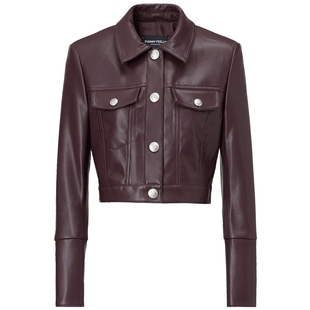 商场同款FF||仿佛春夏季pu皮小香风短外套女上衣设计感