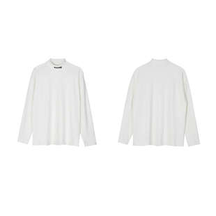 WASSUP德绒保暖打底衫半高领上衣男女秋冬简约字母休闲潮牌情侣装