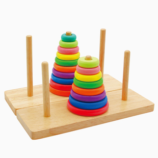 木制汉诺塔十层益智力游戏儿童通关玩具小学生逻辑思维训练河内塔