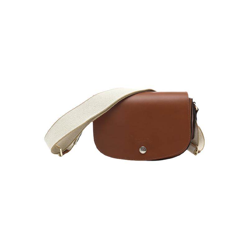 【自营】LONGCHAMP/珑骧女士SS26织物宽肩带迷你号牛皮革斜挎包