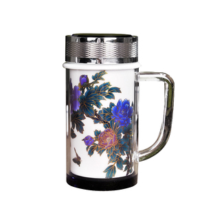 景德镇高档陶瓷双层办公保温变色水杯带盖老板茶杯礼实用泡茶养生